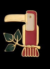 Vintage Trifari Gold Tone, Red