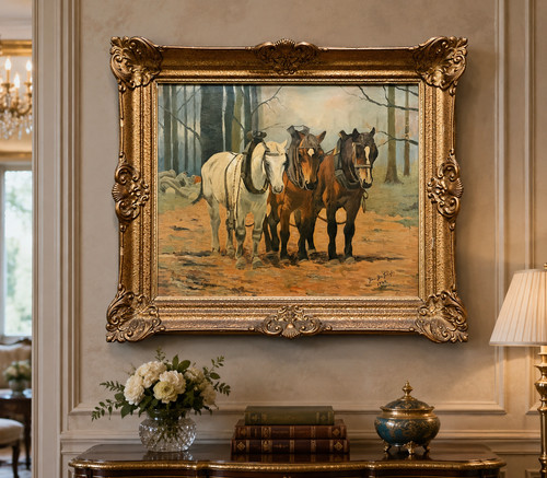 Post war equestrian - equestrian, oil