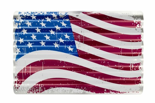 Flag corrugated metal sign - metal,