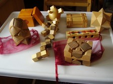 Job Lot of 8 Wooden Brain Teaser Puzzles a