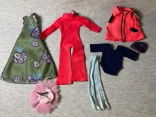 Mixed set mostly 12" doll clothes Action Girl jumpsuit 1970s floral + cape hat