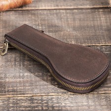 Vintage Leather Travel Storage Case Smooth Zipper Watch Protective Carrying Case