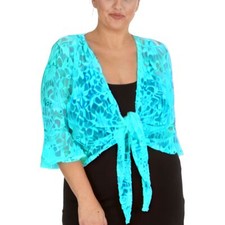 Nouvelle Ladies Plus Size Shrug Bolero Floral Lace Front Tie Sequin Cardigan Top