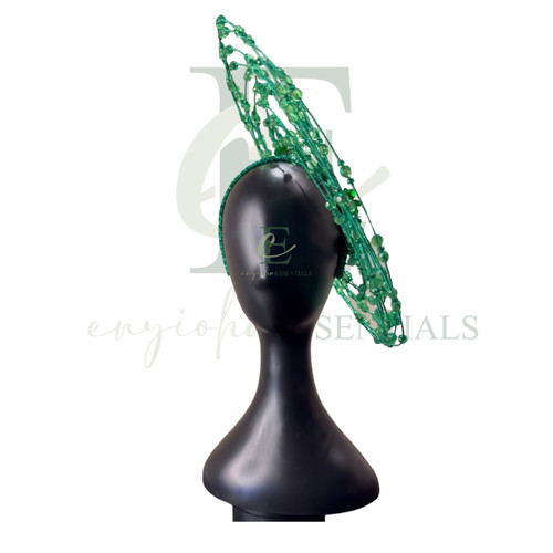 Green beaded halo fascinator - halo,