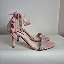 Quiz UK6 EU39 Pink Diamante Sparkle Faux Suede High Heel Stilleto Sandals
