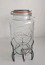 Smith's Mason Jars Glass Drinks Dispenser  5 L stainless Tap & Metal Stand Boxed