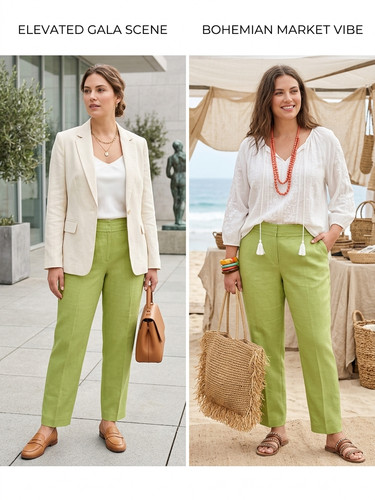 Lime green linen blend - lime,
