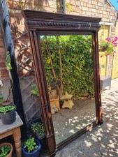 large 1895 Victorian Oak framed overmantel mirror marked P.B 