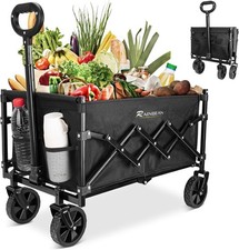 Extra-Long Folding Festival Trolley AUCTION on Wheels 160kg Capacity 120L Black