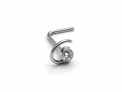 Single clear crystal nose stud