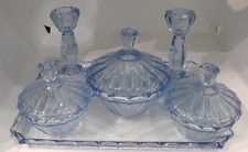 Blue Glass Dressing Table Set