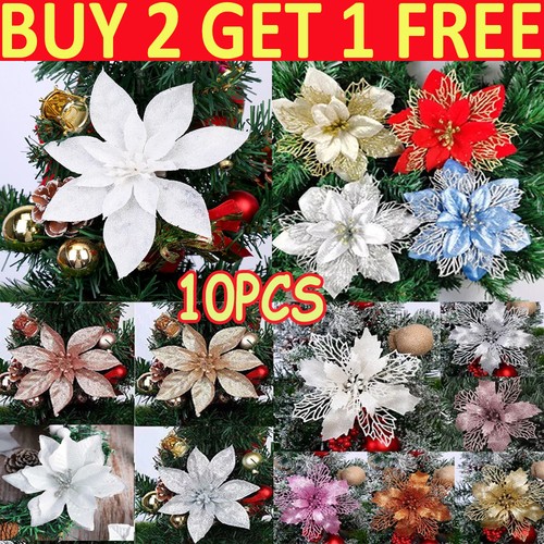 10x christmas large poinsettia - christmas,