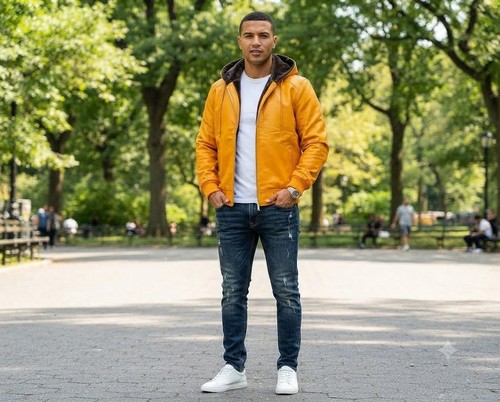 Men yellow genuine - men's, leather