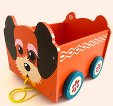Pull along wooden Dog storage