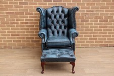 Chesterfield Wingback Armchair with Footstool