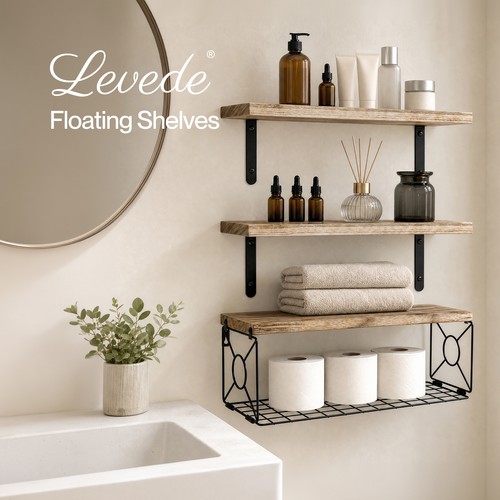 Levede wood floating - shelves, 3
