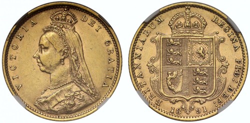Victoria 1891 half sovereign - victoria, half-sovereign