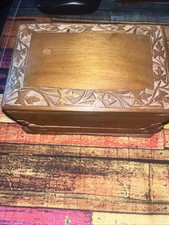 Vintage Hand-Carved Wooden Puzzle Box – Secret Compartment Trinket Box