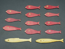 Collection of 13 Georgian Fish Gaming Counters Thread Holders