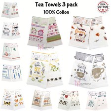 Pack of 3 Tea Towels 100%
