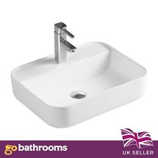 Bathroom Wash Sink Basin Ceramic Countertop Mounted White | Rectangle Sink 500mm