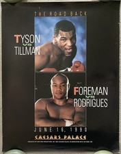 SUPERB MIKE TYSON VS HENRY TILLMAN + FOREMAN VS RODRIGUES ONSITE POSTER 1990!!