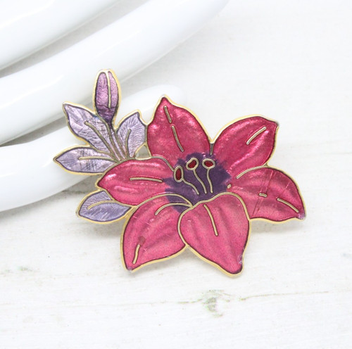 Vintage cloisonne enamel pink - vintage,