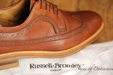 Russell & Bromley Tan Brown Leather Derby Brogue Lace Up Shoes UK 10 US 11 EU 44
