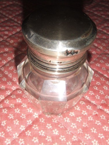 Perfume bottle silver lidded - bottle,
