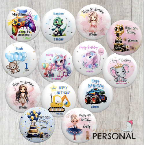 Personalised birthday badge - birthday,