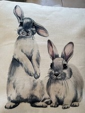 Cute Rabbits 16 x 16 inch Linen Zipped Cushion Cover