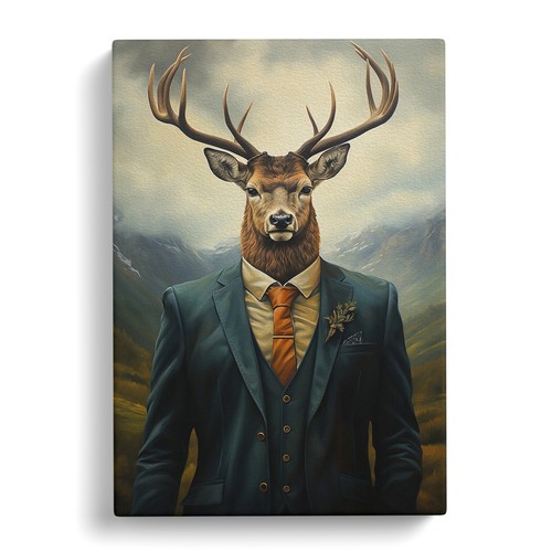 Stag suit canvas print - a,