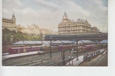 Early locomotives at Waverley Station, Edinburgh with North British Railway Hote