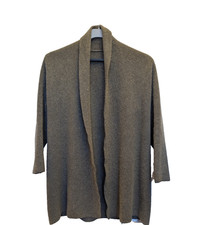 Johnstons of Elgin Scotland cashmere brown large 40" brown ribbed long sleeve