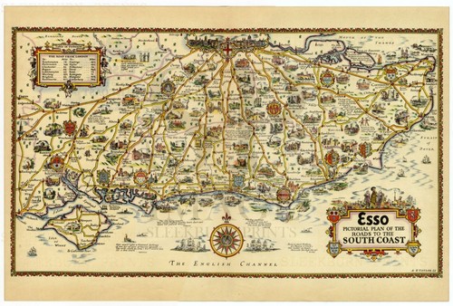 Orig map pictorial plan - map, 1930s