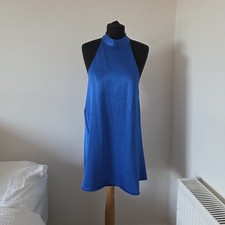 Zara Blue Satin Halter Neck