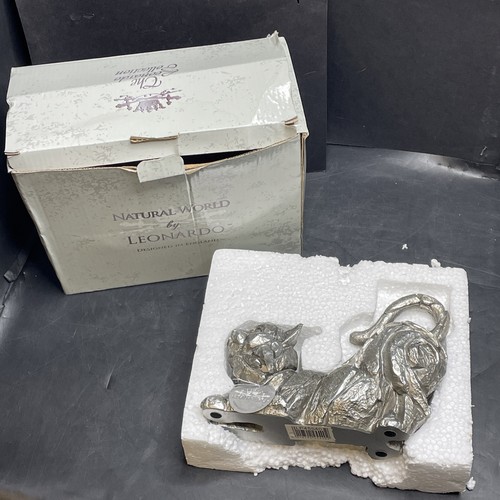 Silver art cat statue - silver,