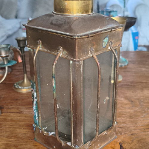 Antique brass oil lantern - brass,