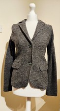Shanghai Tang Grey Green Wool Silk Cardigan Jacket S