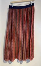 Mistral Skirt Chevron Stripe Pleated Midi Autumn Colours size 16 Midi