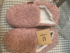 NWT LongBay Alpine Shearling Memory Foam Slippers Pink Size 6-7