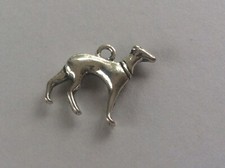 Collectable Afghan Hound Dog White Metal Charm Pendant 23 mm