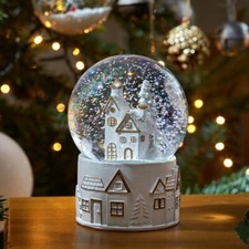 Christmas LED Musical Snow Globe Winter House Colour Changing Sphere Decor 10cm