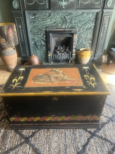 Vintage painted pine blanket - painted,