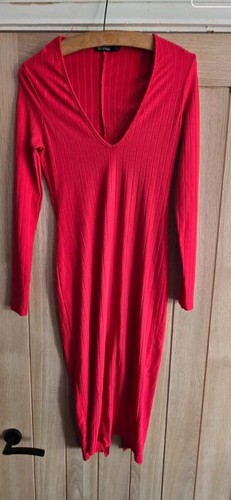 Red ribbed long sleeve - red,