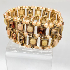 Wallis beaded bracelet gold tone metal decorative stretchy costume jewellery