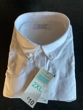 Primark Regular Fit Mens White Shirt Long Sleeve Button Collar 2XL BNWT