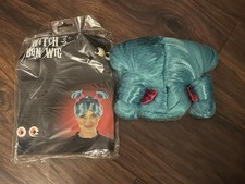 Halloween blue bun witch wig