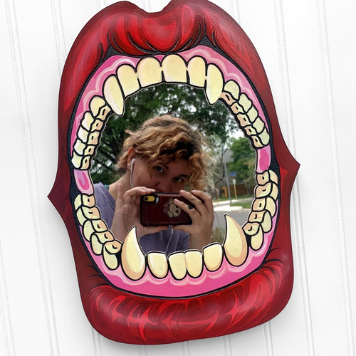Vampire mouth mirror gothic - vampire,