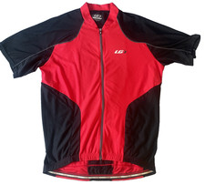 Louis Garneau Men's Cycling Jersey Red & Black Full Zip Rear Pockets Size XL